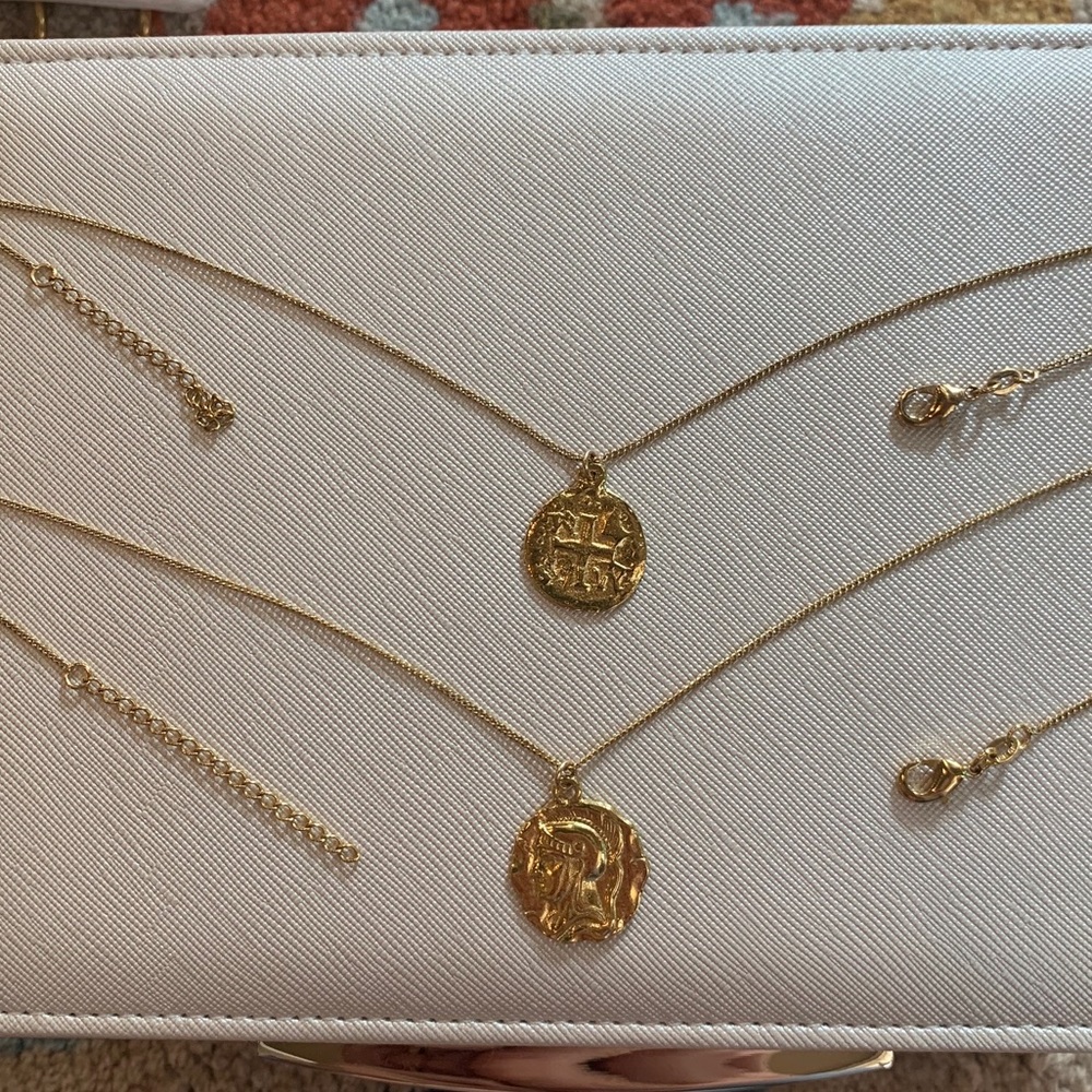 14k Gold Plated Double Coin Necklaces (2) - Picture 12 of 12